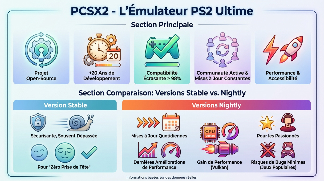 Interface de l'émulateur PCSX2 configuré pour une session de retrogaming optimale